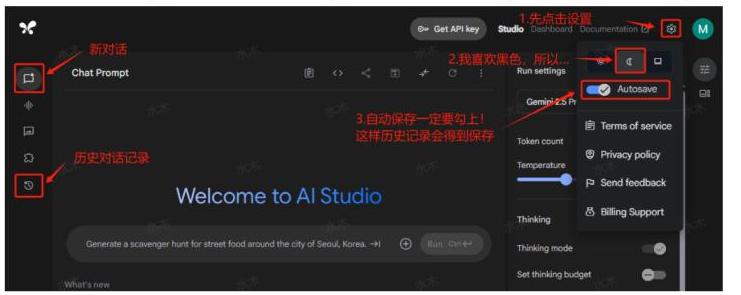 AI Studio基础设置界面